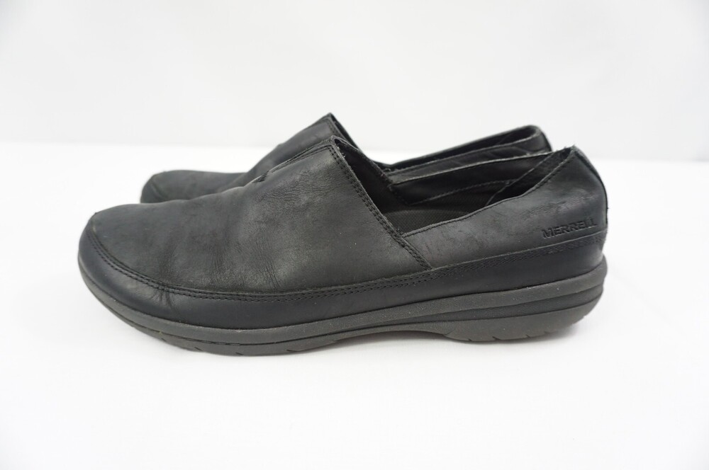 Merrell Encore Kassie Moc J94558 Black Leather Slip on Loafers Women 10 Used